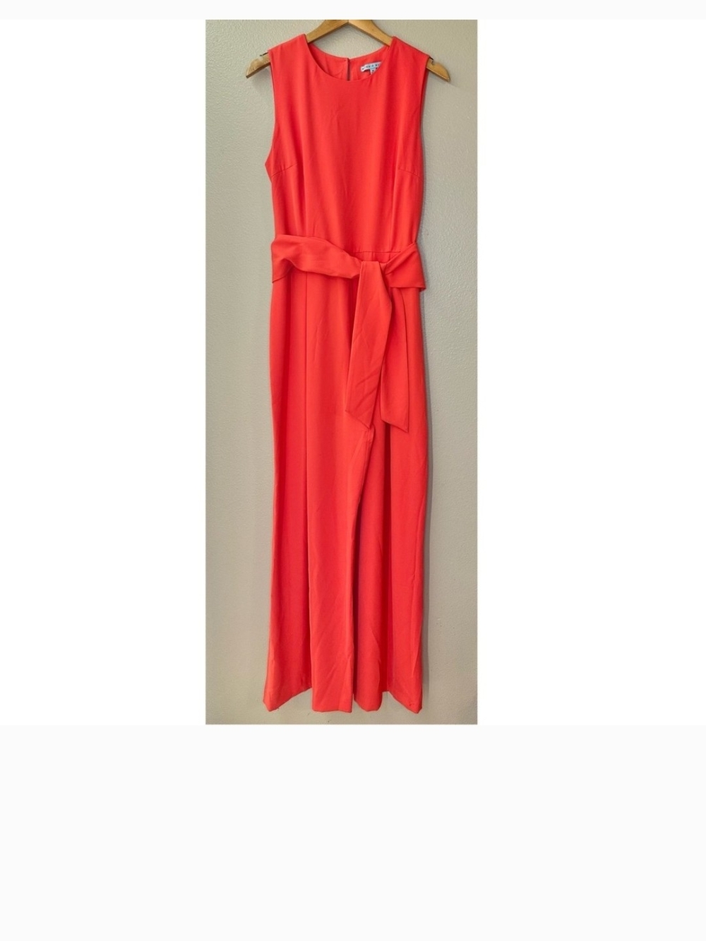 Coral Wide-Leg Jumpsuit with Tie Belt
